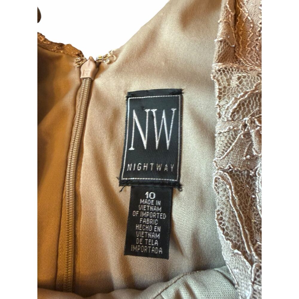 NW Taupe Nightway Lace Gown - Size 10 - Picture 4 of 16